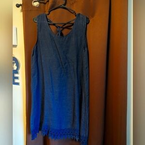 Navy Linen Dress Women's L